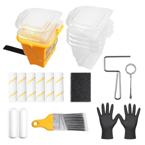 Voomey 20 Pack Handheld Paint Bucket and 4 Inch Roller Kit - size: 20 Pcs Hand Held Paint Bucket Kit