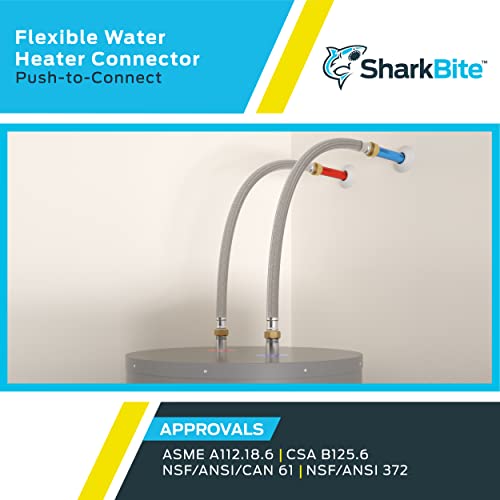 SharkBite 3/4 Inch x 3/4 Inch FIP x 24 Inch Stainless Steel Braided Flexible Water Heater Connector, Push To Connect Brass Plumbing Fitting, PEX Pipe, Copper, CPVC, PE-RT, HDPE, U3088FLEX24LF - size: 24 in, style: SharkBite