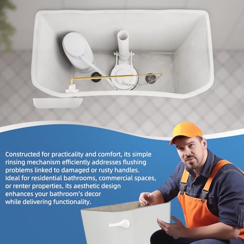 iFealClear Universal Metal Toilet Handle Replacement Kit, Front Mount Toilet Tank Flush Lever with Stainless Steel Chain, Fits Most Toilets, White - color: White, style: Front Mount Design