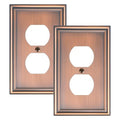2-Pack Zinc Alloy Single Duplex Outlet Cover Plate, Solid Receptacle Cover - color: Antique Copper, size: 1 Duplex 2PK
