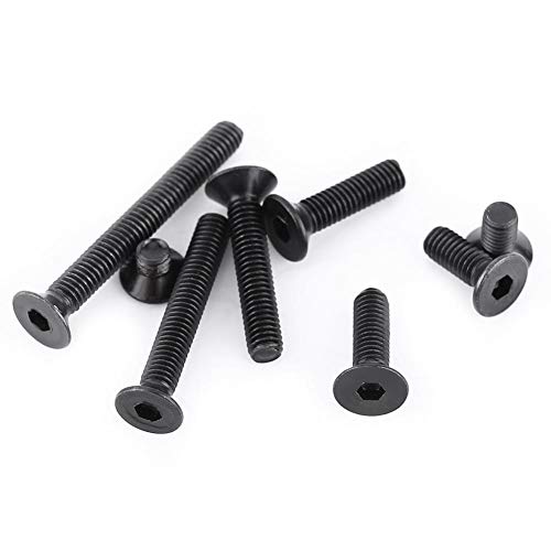 Flat Countersunk Head Socket Screws M3 Assortment Kit, 200Pcs Hex Drive Machine Screws with Storage Box (4-25mm Sizes)
