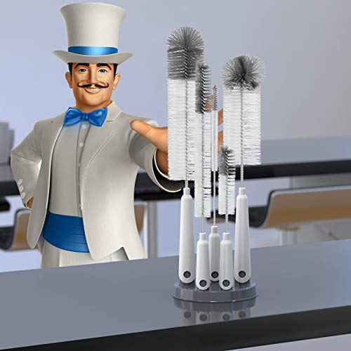 MR.SIGA 10 Pack Bottle Brush Cleaning Set with Storage Holder, Cleaning Brushes for Long Narrow Neck Bottles, Water Bottles, Baby Bottles, Tumblers, Drinking Glasses, Strews - size: 5.3 x 5.3 x 15.5 inch (Pack of 2)