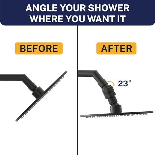 HammerHead Showers® Solid Metal Shower Head Swivel Ball Adapter, Matte Black | Adjustable Pivot Ball To Adjust Showerhead Angle | Universal Connector Joint Fits Fixed, Hand Held & Rain Shower Heads - color: Matte Black