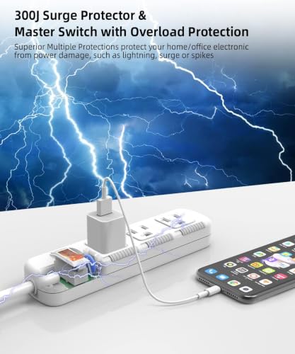 Flat Plug Power Strip Surge Protector 3 Outlets, Extension Cord 3 ft 3 Prong, 300J, 10A/1250W, Overload Protection Switch, Plug Strip for Home Office, Child Safety Slide Outlet Covers - style: 3ft/Ultra-thin Flat Plug