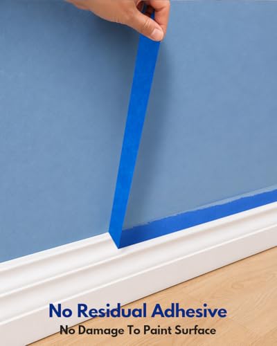3Rolls Blue Painters Tape 1 Inch Wide Masking Tape for Painting 55Yards - color: Deep Blue