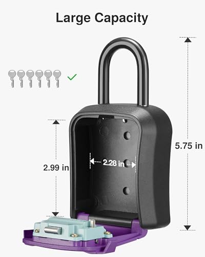 Puroma Key Lock Box for House Keys Combination Lockbox with Code, 1 Purple - color: Purple