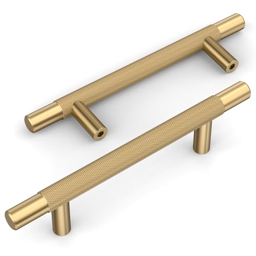 Amerdeco 10 Pack Champagne Bronze Knurled Cabinet Pulls 3.75 Inch Hole Centers Kitchen Cabinet Handles Hardware Kitchen Handles for Cabinets Handles IH0006 - color: Champagne Bronze, size: 3.75"/96MM Hole Center