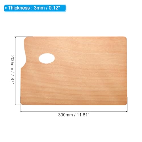 PATIKIL 8"x12" Wooden Paint Palette, 2 Pack Wood Painting Palette Color Mixing Square Paint Tray Palette with Thumb Hole for Oil Watercolor Artist, Wood Color - size: 8" x 12"