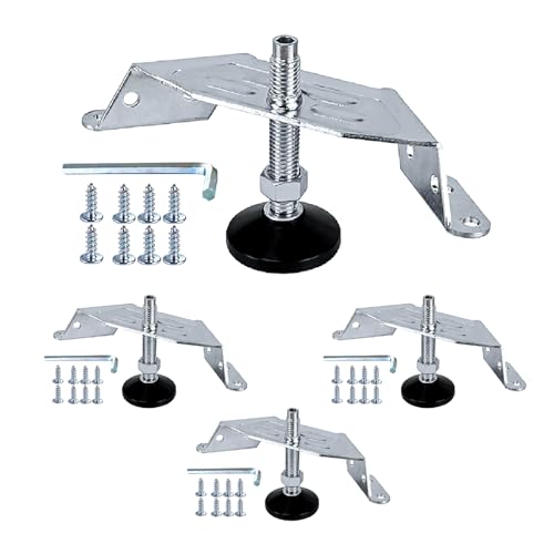 POWERTEC Corner Leveling Feet 4PK, Heavy Duty Adjustable Corner Bracket Levelers with Nylon Foot for Cabinets, Vanities, Furniture & Shelves (71157E) - size: Corner Leveler, Set of 4