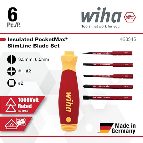 Wiha 28345 6 Piece Insulated SlimLine PocketMax Multi-Driver