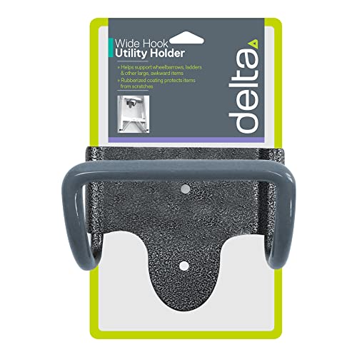 Delta Wide Hook Utility Holder Cycle - Heavy Duty Garage Utility Hook Helps Support Wheelbarrows, Ladders & Other Large Items - Rubberized Coating Protects from Scratches - Easy Installation - color: Single Hook