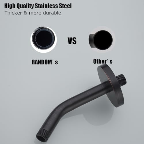 RANDOM Shower Arm with Flange Oil Rubbed Bronze 6 Inches Wall Mount Angle Shower Head Extension Arm For Fixed Shower Head Stainless Steel.RD91018-6ORB - color: 6″ Oil Rubbed Bronze(Round Flange)