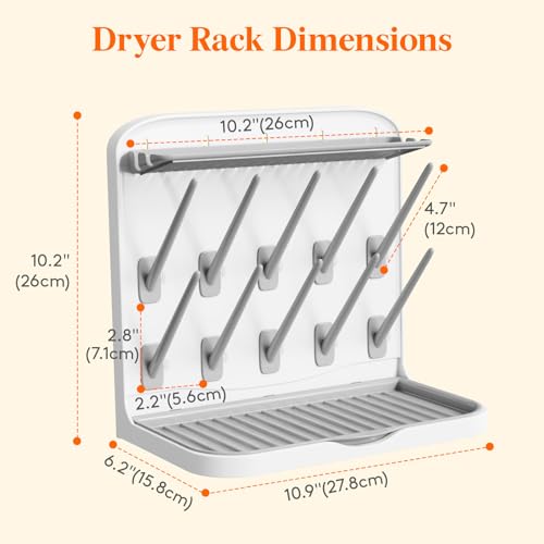 Lifewit 10-Hooks Baby Bottle Drying Rack for Countertop, BPA Free - size: Medium-10 Hooks