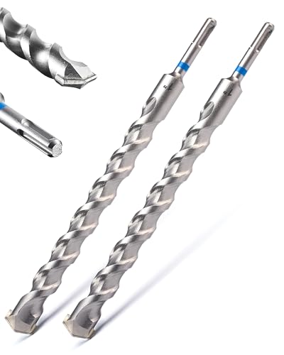 toolant SDS Plus Rotary Hammer Drill Bits Set for 1" x12inch 2pcs,Carbide Tipped 2-Cutter for Concrete,Masonry and Brick - size: 1"-2PCS(12")