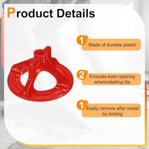 PATIKIL 1 Set Tile Leveling System Clips, 1/16"- 700 Pcs Spiral Base Spacers + 100 Pcs Caps for Wall/Floor Ceramic Tile and Stone Installation Effortless Install Precision, White Red - size: Small