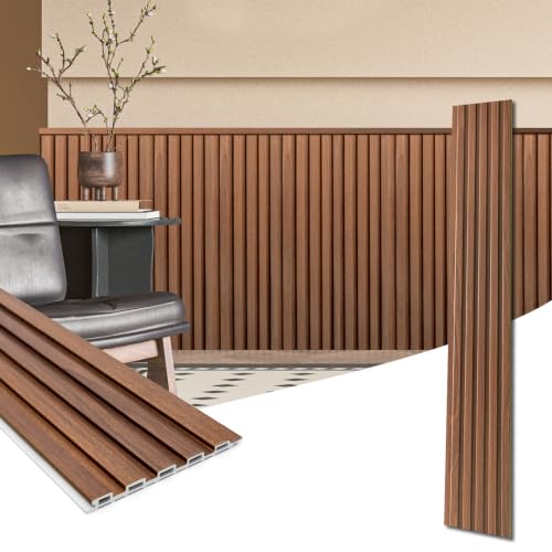 Art3d 48 x 6 Inch WPC Wood Slat Wall Panels, 3D Wall Accents, 16-Pack, Teak | Real Wood Grain, Durable, Water Resistant, Wear-Resistant, No Emission, Eco-Friendly, Easy to Care, for Living Room, Bedroom - color: Teak, size: 48" * 6"