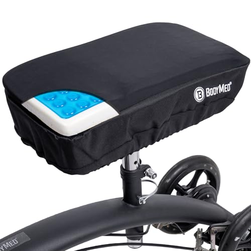 BodyMed Knee Walker Padded Gel Cover, Gel + Memory Foam Cushion, Elastic Fit Design, Low-Profile Comfort Pad, One Size Fits Most Knee Walkers