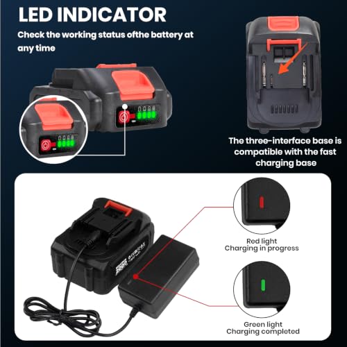 Mini Chainsaw Battery, 21V 2000mAh Lithium Battery with Charger Adapter - size: 2000mAh