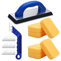 Blulu 11 Pcs Grout Float Set, Rubber Float, 6 Sponges, Angled Saw, Blue - color: Blue