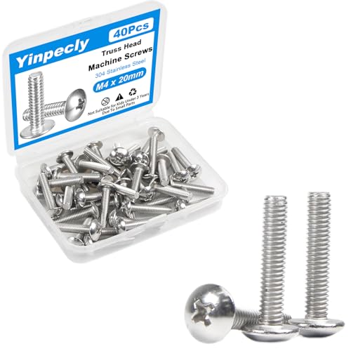 40Pcs M4 x 20mm Truss Head Machine Screws for Cabinet Pull - size: M4 x 20mm