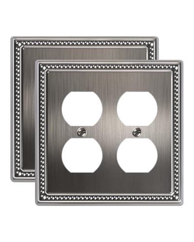 2-Pack Double Duplex Outlet Cover, Heirloom Silver - color: Heirloom Silver, size: Double Duplex 2PK