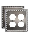 2-Pack Double Duplex Outlet Cover, Heirloom Silver - color: Heirloom Silver, size: Double Duplex 2PK