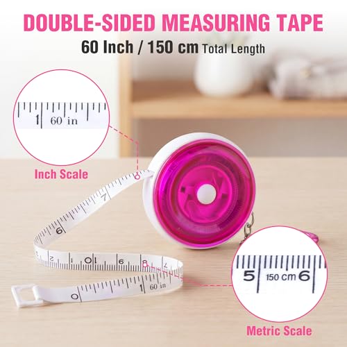 WORKPRO Soft Tape Measure, 60'' Retractable Measuring Tape for Body, Pink - color: Pink