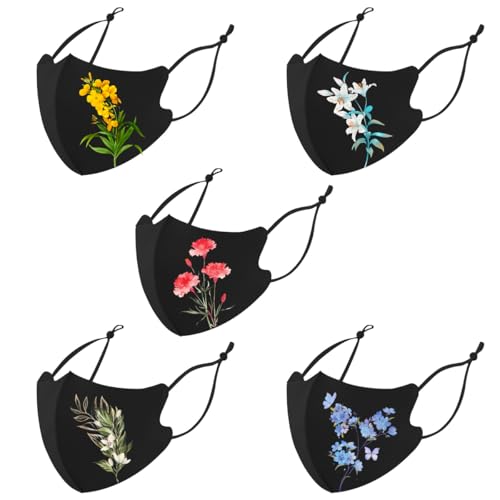 Reusable Cloth Washable Ice Silk Cloth Face Masks,Adjustable Fancy Flower Pattern Cloth Mask for Adult - color: N8