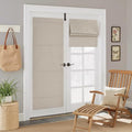 NICETOWN 100% Blackout French Door Curtain Adhesive Top & Magnetic Lift - color: Natural, size: 24"W x 72"L (Pack of 1)