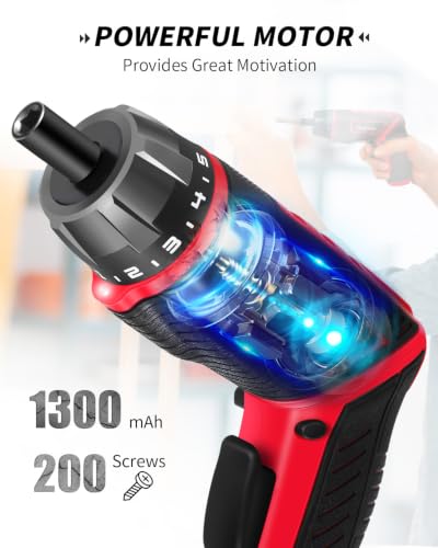AVID POWER 4V Electric Cordless Screwdriver Set 5.65Nm 37 Bits with Case - color: 1-red