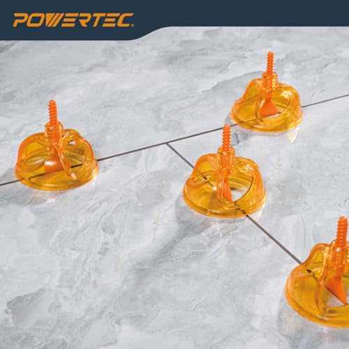 POWERTEC Tile Leveling System Kit - 1/16" Spacer Clips & Patent-Pending Reusable Ergonomic Twist Caps, Lippage-Free Tile Installation, 400 Pieces (72109) - color: Spacers + Caps, 400 PK