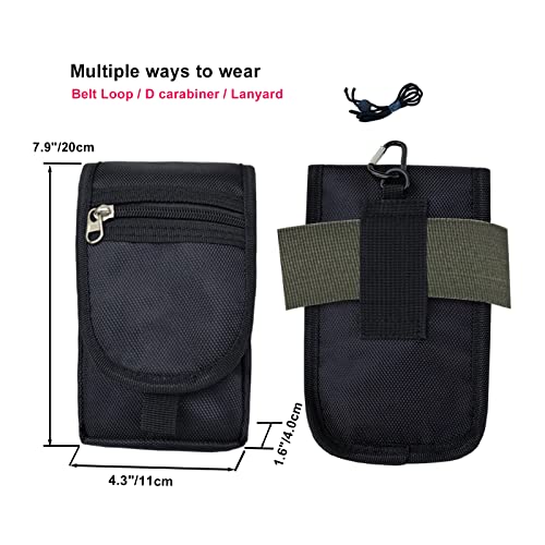 Belt Tool Pouch Holster, Multitool Organizer Pouch for EDC Gears Cellphone Case, Maezar Utility Sheath Bag, Nylon Tactical Tool Bag for Men, Small Pocket Phone Holder with D-Ring, Zipper (Loop Black)