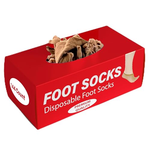 Leather Hero Disposable Try On Socks - Tan Footies for Women, 72 Pairs/144 Pieces