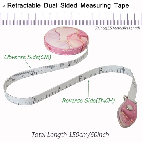 Tape Measure Body Measuring Tape，Medical Body Cloth Tailor Craft Dieting Measuring Tape, Dual Sided Retractable Ruler Colour Printed Soft Tape Measure Retractable - color: Pink Green 2 pack