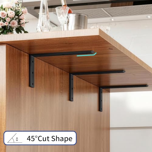 LSK 6PCS Countertop Bracket, L 14"×H 6", Heavy Duty Shelf Bracket, Black - color: Black, size: 14x6 inch (max duty)