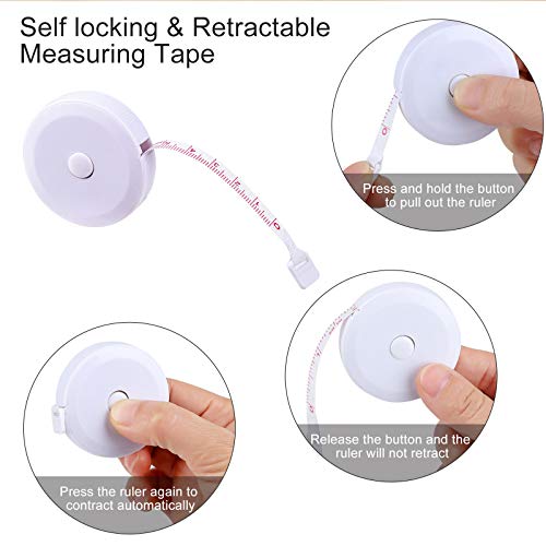 12 Pack Soft Retractable Measuring Tape - Tape Measure for Body Measuring Metric Tape Measure Double Scale for Body Fabric Sewing Tailor Cloth Knitting Home Craft Measurements - color: 12 Pack White