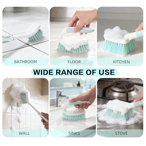3 Pack Bathroom Scrub Brush Set, Heavy-Duty Scrub Brushes for Cleaning