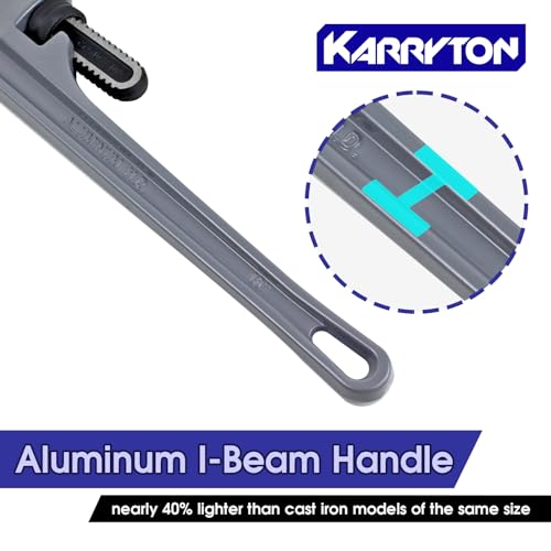 18 Inch Aluminum Pipe Wrench, 3-1/4"/83mm Adjustable Cr-Mo Jaw Opening Heavy Duty Aluminum Straight Handle Plumbing Wrenches, Perfect Plumbers Tool Exceed GGG Standard - size: 18-IN, style: Straight