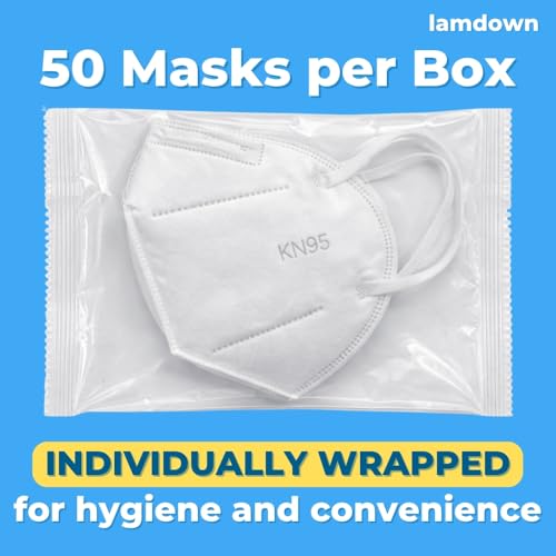 (50-Pack) KN95 Face Masks, Individually Wrapped, Premium Disposable Dust Mask, White - color: 50 Masks (White)