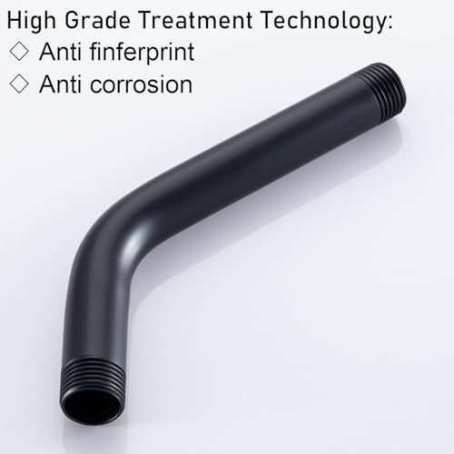 RANDOM Shower Arm with Flange,Black 6 Inches Wall Mount Angle Shower Head Extension Arm For Fixed Shower Head,Matte Black.RD91018-6MB - color: 6″ Matte Black(Round Flange)