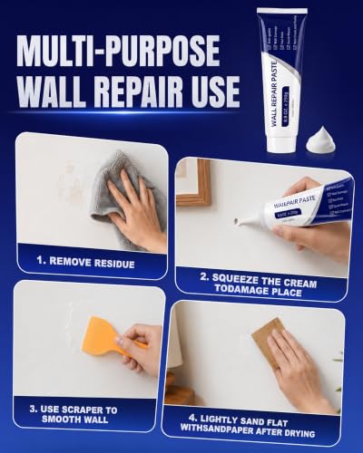 Efficient Drywall Repair Kit with Scraper,Wall Repair Paste Tube,Quick-Drying Wall Mending Agent, Wall Repair Paste,Multi-Functional Patch Paste for Wall Crack/Nail Hole/Graffiti,Wall Surface(1pack)