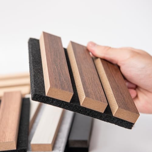 Art3d 3D Textured Soundproof Wood Slat Wall Panel, 6 x 4.7 in, Sample Pack - color: Samples Pack, size: 6 * 4.7 inch