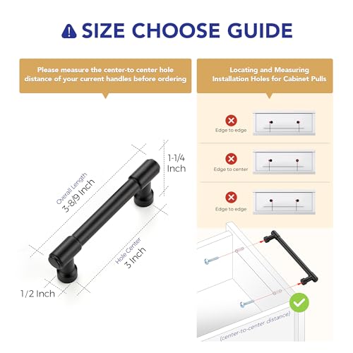 Ravinte Matte Black Kitchen Pulls Cabinet Handles 3 Inch 5 Pack - color: Matte Black, size: 3 Inches Hole Center