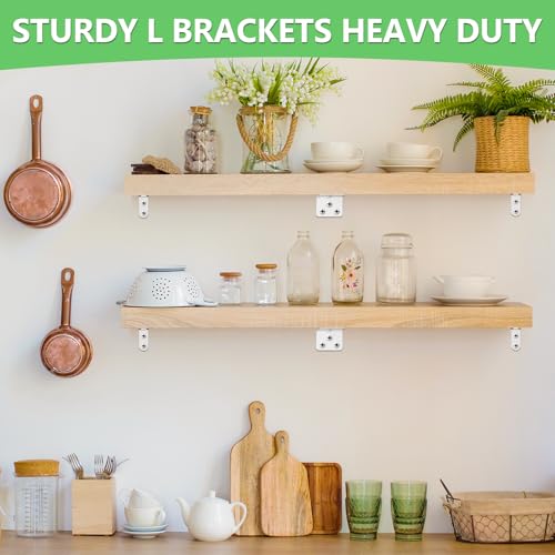 MAPVOLUT 25Pcs Silver L Brackets for Shelves, 3 Sizes Angle Corner Braces Metal L Bracket Heavy Duty for Wood, Sturdy and Rustproof for Repairing Furniture with 82Pcs Screws Mounting Bracket Easily - size: 3 SIZE Silver