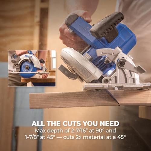 Kreg 20V Ionic Drive 7 1/4" Circular Saw - Powerful Brushless Motor & Built-In Safety Features - LED for Cutline Visibility - Integrated Dust Port Keeps Workspace Clean - Bare Tool - KPTCS725A