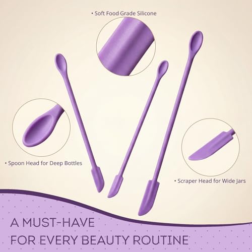 3 Pack Silicone Makeup Spatula Set, Mini Cosmetic Cream Scraper Tools