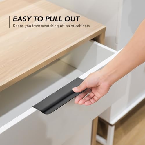 Matte Black Cabinet Handles Finger Edge Pulls 4.75 Inch CC 10 Pack - color: Matte Black, size: 120mm/4.72" Overall Length