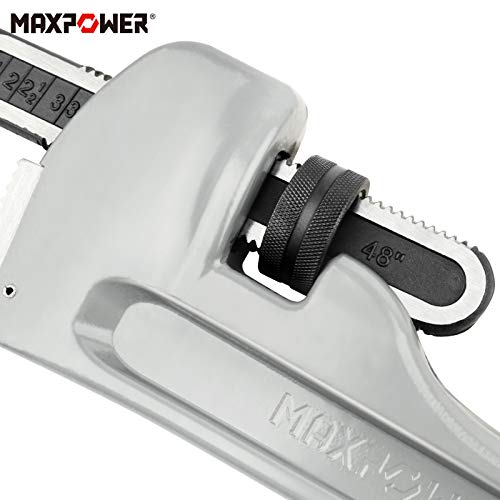 MAXPOWER 48-inch Pipe Wrench, 6.1" Jaw Opening, Large Plumbing Wrench - size: 48-inch, style: Straight Pipe Wrench