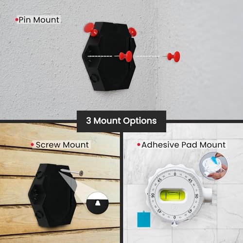 ZANIS Multi Surface Laser Level – Wall-Mountable with Pins, Screws, or Sticky Pads – Dual Dials with Bubble Level – Precision Tool for Hanging Pictures, Shelves, and DIY Projects