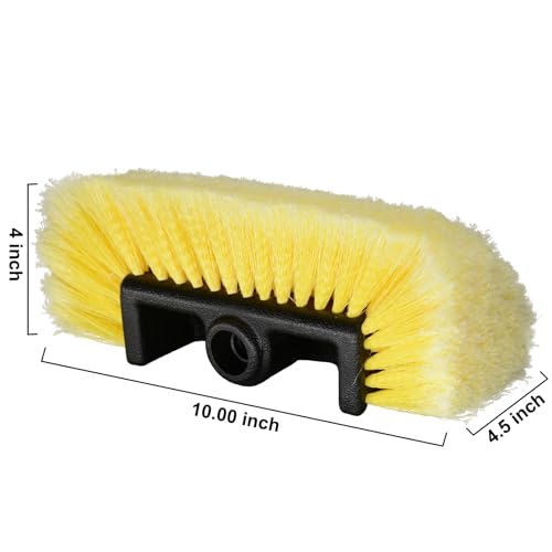 CARCAREZ 10" Car Wash Brush Head with Soft Bristle for Auto RV Truck Boat Camper Exterior Washing Cleaning, Yellow (1, 10" Small) - size: 10" Small